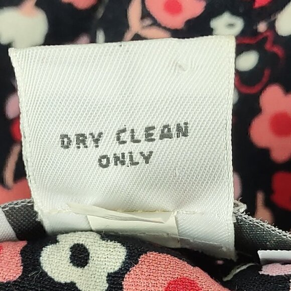 Ann Taylor Loft Women's Black Pink & White Floral Side Zip Midi Dress Size 4 - Picture 11 of 11